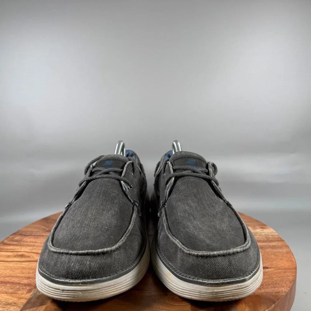 Skechers Mens Classic Fit 65908 Black Canvas Boat Shoes Size 10 Air Cooled MF